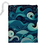 Waves Ocean Sea Abstract Whimsical Abstract Art Drawstring Pouch (4XL) Back