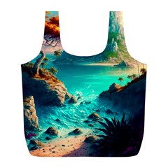 Tropical Paradise Beach Ocean Shore Sea Fantasy Full Print Recycle Bag (l) by Pakemis