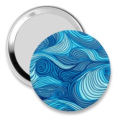 Ocean Waves Sea Abstract Pattern Water Blue 3  Handbag Mirrors by Pakemis