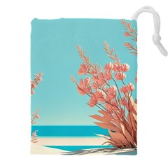 Beach Ocean Flowers Floral Flora Plants Vacation Drawstring Pouch (4xl) by Pakemis