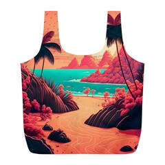 Tropical Beach Sea Jungle Ocean Landscape Full Print Recycle Bag (l) by Pakemis