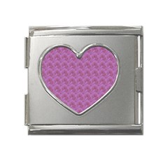Violet Flowers Mega Link Heart Italian Charm (18mm) by Sparkle