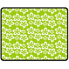 Lime Green Flowers Pattern Fleece Blanket (medium) by GardenOfOphir