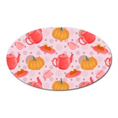 Pumpkin Tea Cup Pie Dessert Oval Magnet by Semog4
