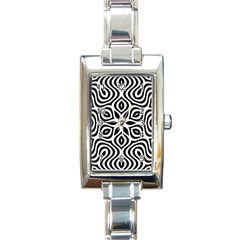 Pattern Wave Symmetry Monochrome Abstract Rectangle Italian Charm Watch by Jancukart