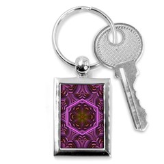 Rosette Mosaic Kaleidoscope Abstract Background Key Chain (rectangle) by Jancukart