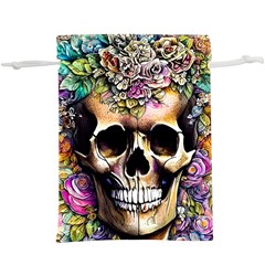 Skeleton Skull Cottagecore Lightweight Drawstring Pouch (xl) by GardenOfOphir