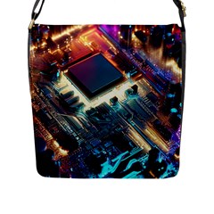 Ai Generated Motherboard City Technology Tech Cpu Flap Closure Messenger Bag (l) by Jancukart