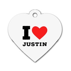 I Love Justin Dog Tag Heart (two Sides) by ilovewhateva