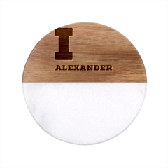 I Love Alexander Classic Marble Wood Coaster (round)  by ilovewhateva