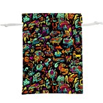 Cartoon Monster Pattern Abstract Background Lightweight Drawstring Pouch (XL) Back