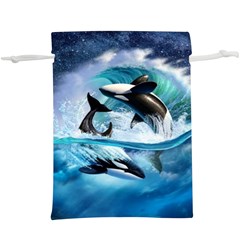 Orca Wave Water Underwater Sky Lightweight Drawstring Pouch (xl) by Semog4