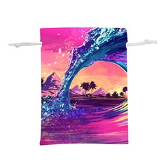 Retro Wave Ocean Lightweight Drawstring Pouch (m) by Semog4