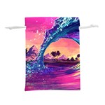 Retro Wave Ocean Lightweight Drawstring Pouch (M) Back