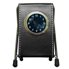Flag Patterns On Forex Charts Pen Holder Desk Clock by Semog4