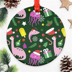 Colorful Funny Christmas Pattern Ornament (round) by Semog4