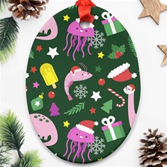 Colorful Funny Christmas Pattern Ornament (oval) by Semog4