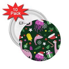 Colorful Funny Christmas Pattern 2 25  Buttons (10 Pack)  by Semog4