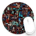 Stained Glass Mosaic Abstract Round Mousepad Front