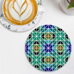 Mosaic-triangle-symmetry- Uv Print Round Tile Coaster by Semog4