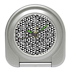 Geometric-tile-background Travel Alarm Clock by Semog4