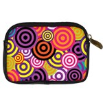Abstract-circles-background-retro Digital Camera Leather Case Back