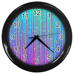 Blue Magenta Speckles Line Wall Clock (black) by Semog4