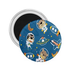 Seamless Pattern Funny Astronaut Outer Space Transportation 2 25  Magnets by Semog4
