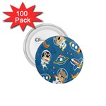 Seamless Pattern Funny Astronaut Outer Space Transportation 1.75  Buttons (100 pack)  Front