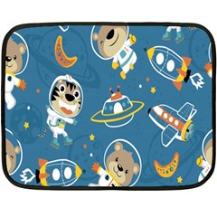 Seamless Pattern Funny Astronaut Outer Space Transportation Two Sides Fleece Blanket (mini) by Semog4