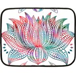 Lotus Feathers Boho Watercolor Fleece Blanket (Mini) 35 x27  Blanket