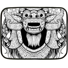 Balinese Art Barong Drawing Bali White Background People Fleece Blanket (mini) by Salman4z