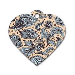Texture Ornament Paisley Dog Tag Heart (two Sides) by Salman4z