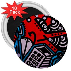 Multicolored Doodle Art Street Art 3  Magnets (10 Pack)  by Salman4z
