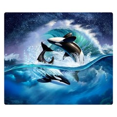 Orca Wave Water Underwater Premium Plush Fleece Blanket (small) by Salman4z