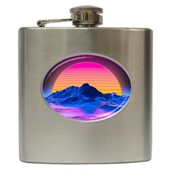 Sun Ultra Artistic 3d Illustration Sunset Hip Flask (6 Oz) by Salman4z