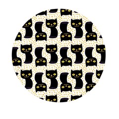 Black Cats And Dots Koteto Cat Pattern Kitty Mini Round Pill Box by Salman4z