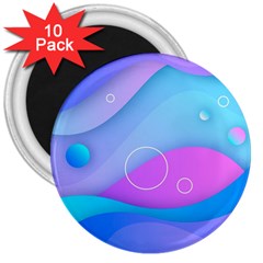 Colorful Blue Purple Wave 3  Magnets (10 Pack)  by Salman4z
