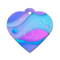 Colorful Blue Purple Wave Dog Tag Heart (two Sides) by Salman4z