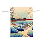 Wave Japanese Mount Fuji Woodblock Print Ocean Lightweight Drawstring Pouch (S) Back