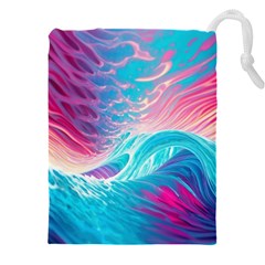 Tsunami Waves Ocean Sea Nautical Nature Water 6 Drawstring Pouch (4xl) by Jancukart