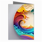 Tsunami Tidal Wave Wave Minimalist Ocean Sea 3 Greeting Cards (Pkg of 8) Right