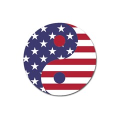 Yang Yin America Flag Abstract Art Asian Balance Magnet 3  (round) by Wegoenart