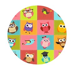 Owls Pattern Abstract Art Vector Cartoon Mini Round Pill Box by Salman4z