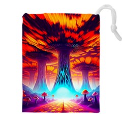 Sci-fi Fantasy Art Painting Colorful Pattern Drawstring Pouch (4xl) by Ravend