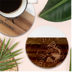 Dragon Marble Wood Coaster (round) by Salman4z