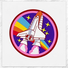 Badge Patch Pink Rainbow Rocket Canvas 12  X 12  by Salman4z
