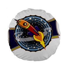 Rocket Space Clipart Illustrator Standard 15  Premium Flano Round Cushions by Salman4z
