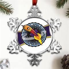 Rocket Space Clipart Illustrator Metal Small Snowflake Ornament by Salman4z