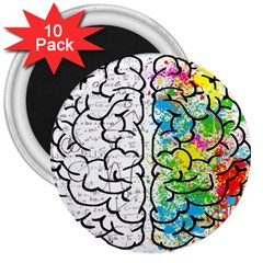 Brain Mind Psychology Idea Drawing 3  Magnets (10 Pack)  by Salman4z